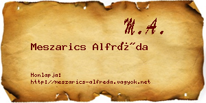 Meszarics Alfréda névjegykártya